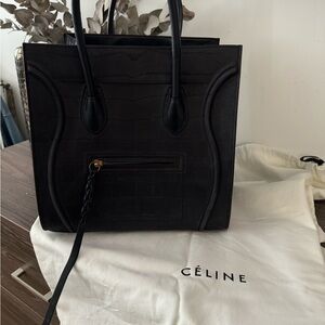 Celine navy nubuck leather crocodile phantom bag